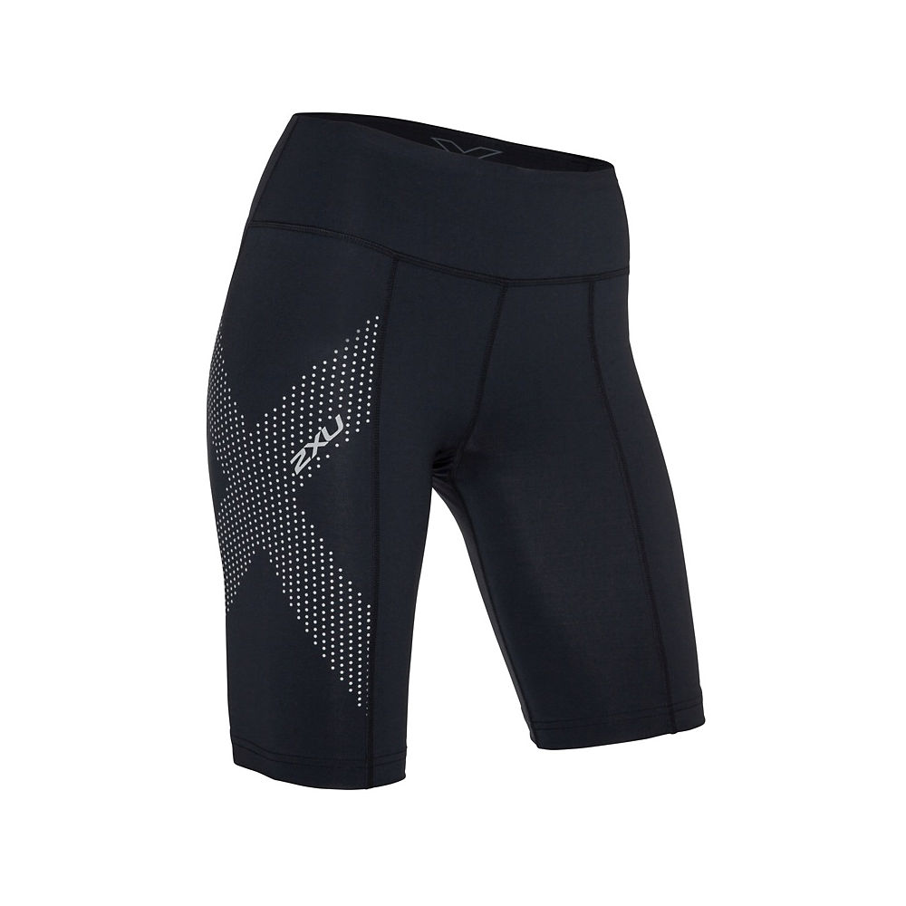 Cuissard court 2XU Compression Femme (taille mi-haute) - Black-Dotted Reflective Logo, Black-Dotted Reflective Logo
