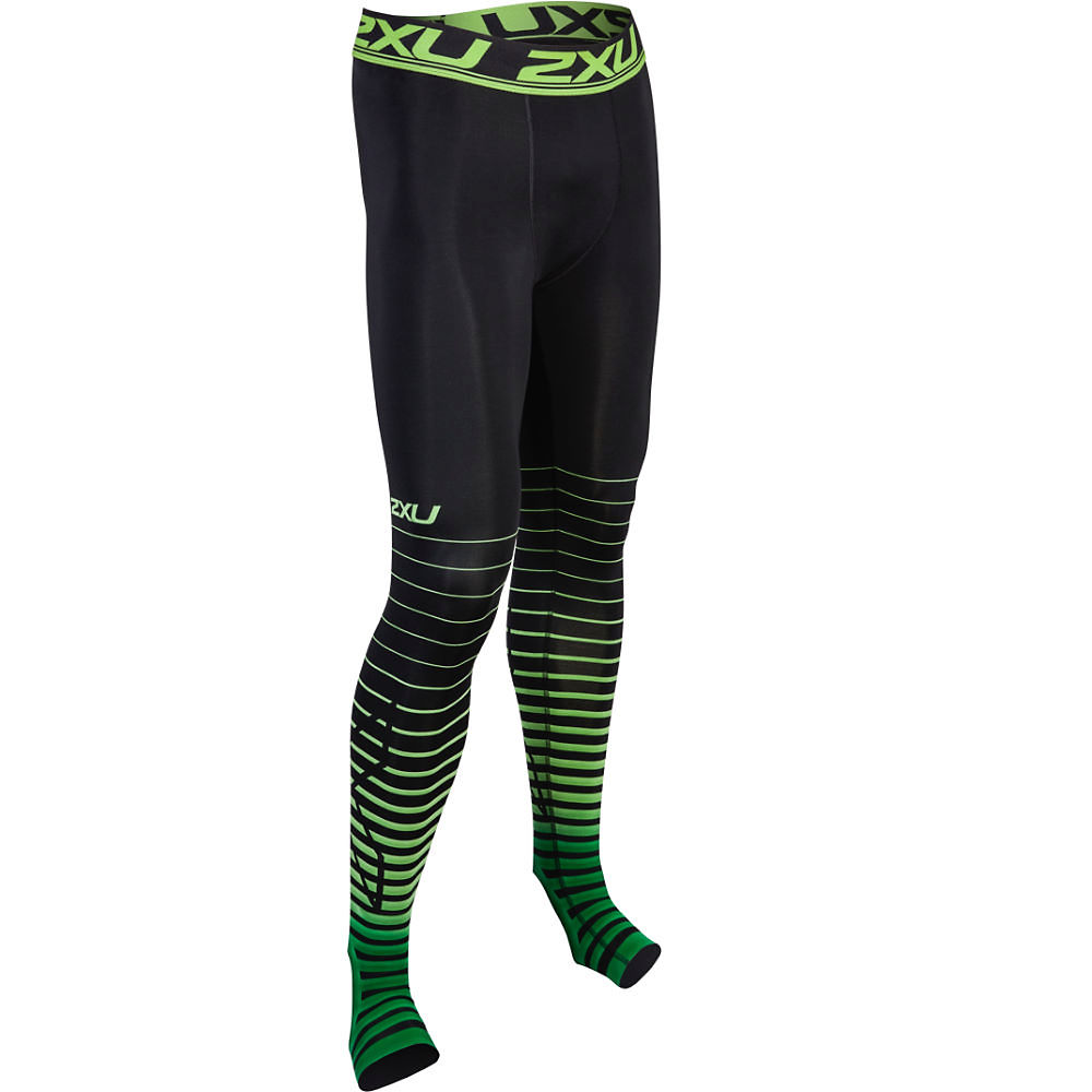 Collants de compression 2XU Power Recovery - Noir-Vert - XXL, Noir-Vert