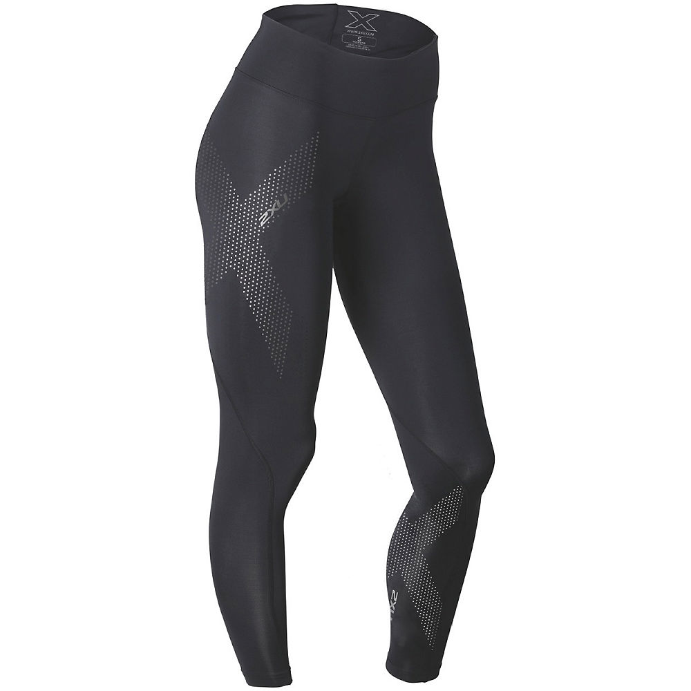 Collant 2XU Compression Femme (taille mi-haute) - Black-Dotted Reflective Logo - XL, Black-Dotted Reflective Logo