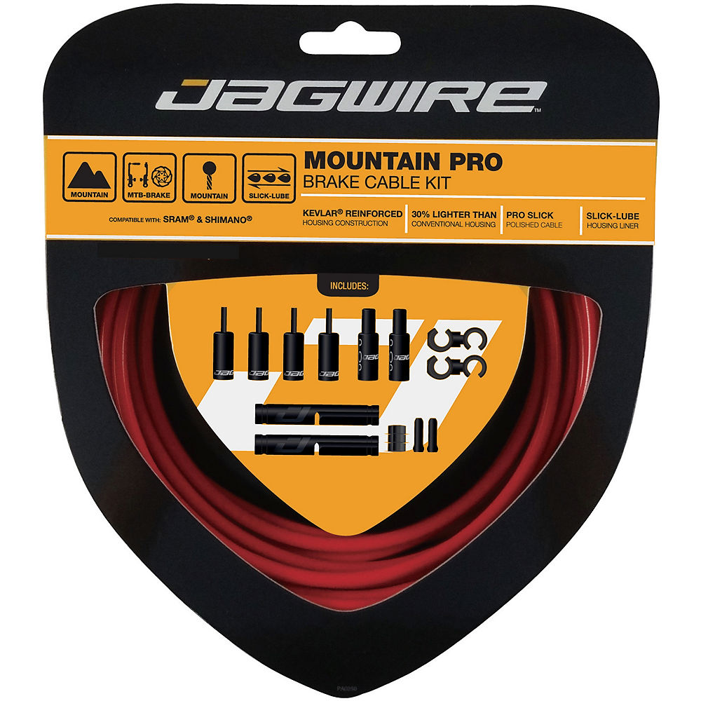 Jagwire Mountain Pro MTB Brake Cable Kit - Red, Red