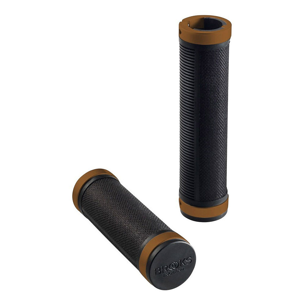 Brooks England Cambium Comfort Handlebar Grips - Black - Orange - 130mm/130mm, Black - Orange