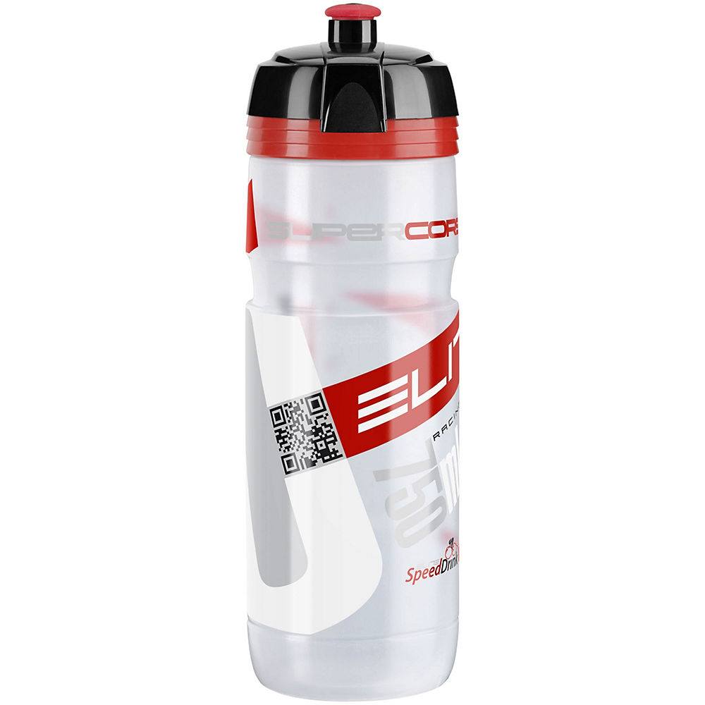 Elite SuperCorsa 750ml Water Bottle - Clear-Red Logo - OS}, Clear-Red Logo