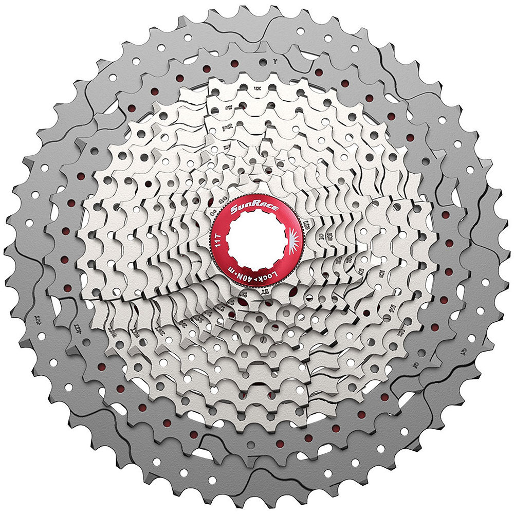 Cassette SunRace MZ90 (12 vitesses, 11-50 dents, Shimano/SRAM) - Argent métallique - 11-50t, Argent métallique