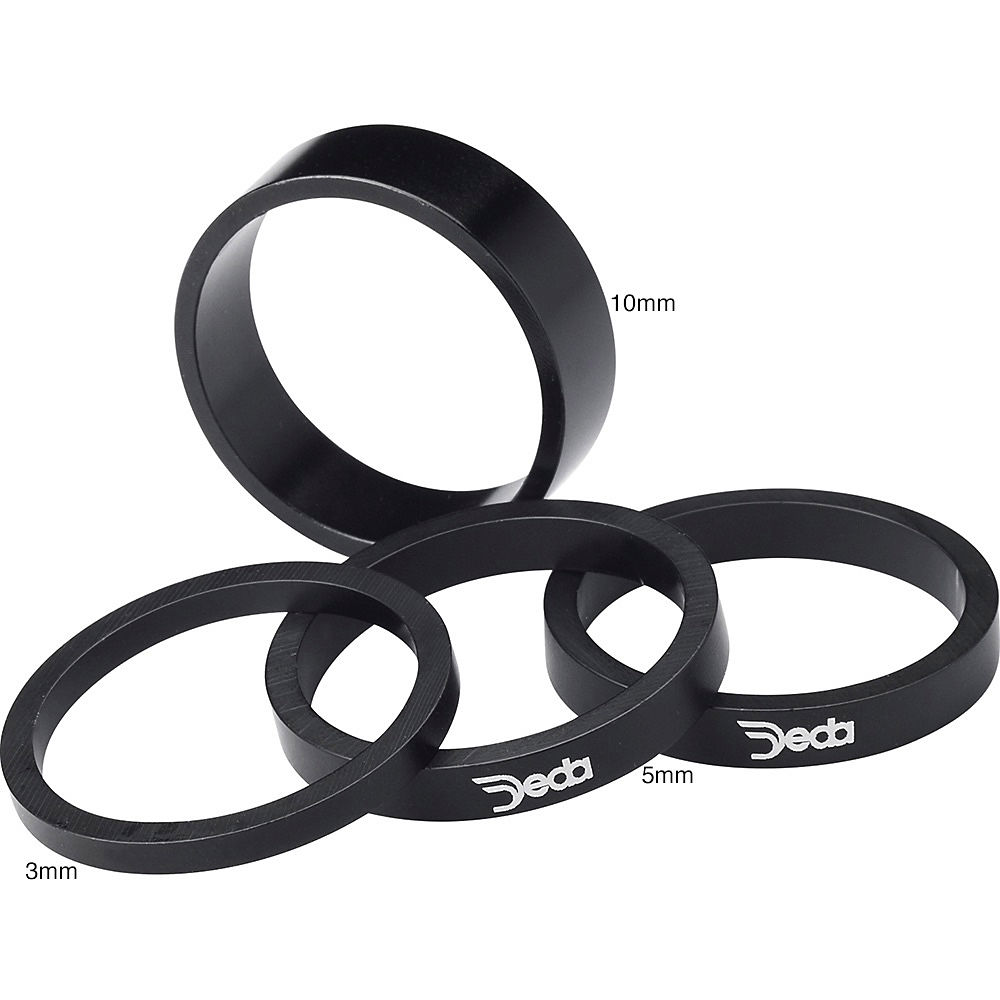 Deda Elementi Alloy Headset Spacers (10 Pack) - Black - 5mm 1"1/8, Black