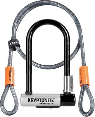 Kryptonite Mini 7 Bike U-Lock & Kryptoflex Cable - Black-Silver - Sold Secure Gold Rated, Black-Silver