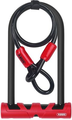 Abus Ultimate D-Lock 230mm with Cable - Black - Red - Sold Secure Silver Rated}, Black - Red