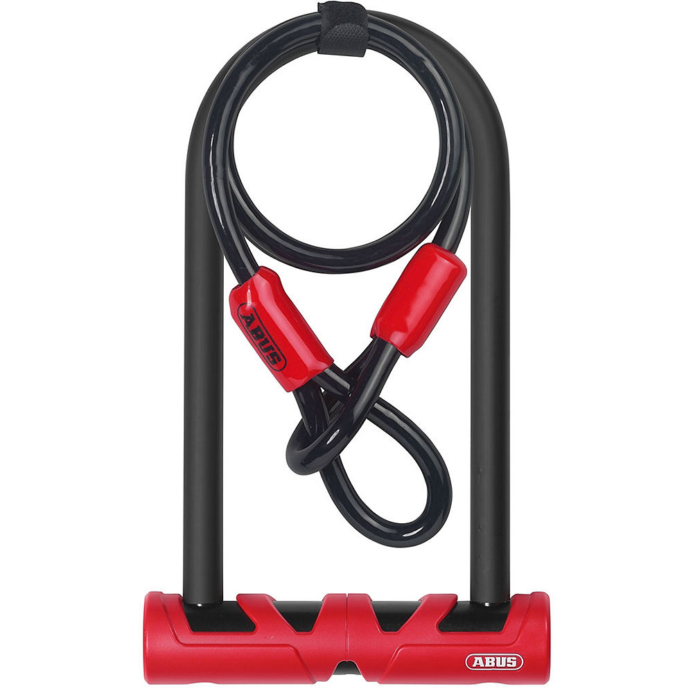 Abus Ultimate D-Lock 230mm with Cable - Black - Red - Sold Secure Silver Rated}, Black - Red