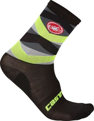 Calzini Castelli Fatto 12  - Black-Fluo Yellow - S/M, Black-Fluo Yellow