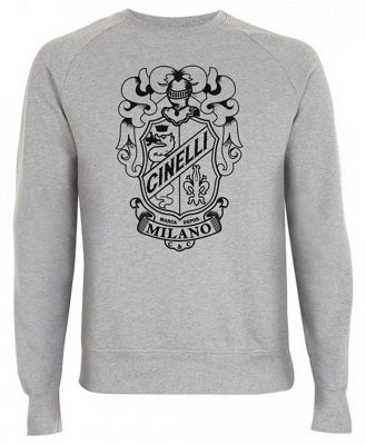Pull Cinelli Crest (col rond) - Gris/Noir - M