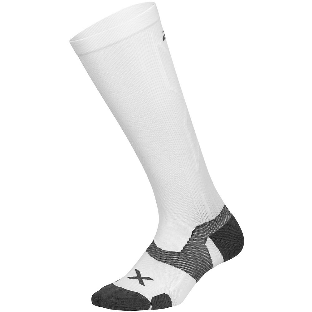 Chaussettes de compression 2XU Vectr Cushion (pleine longueur) - Blanc/Gris - XL, Blanc/Gris