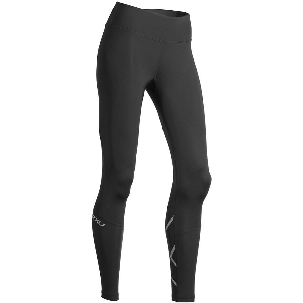 2XU Women's Run Mid-Rise Compression Tights - Noir/Silver Reflective - XS, Noir/Silver Reflective