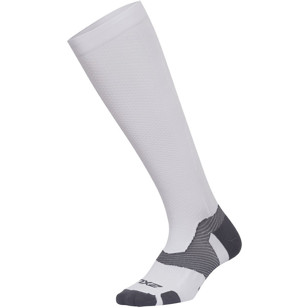 Chaussettes de compression 2XU Vectr Light Cushion (pleine longueur) - Blanc/Gris - XL, Blanc/Gris