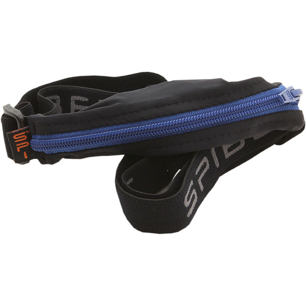 Cintura da running SPIBelt con tasca Large (22,6cm) Black Blue Zip One Size, Black Blue Zip