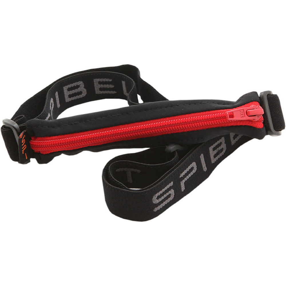 Cintura da running SPIBelt con tasca Large (22,6cm) Black Red Zip One Size, Black Red Zip