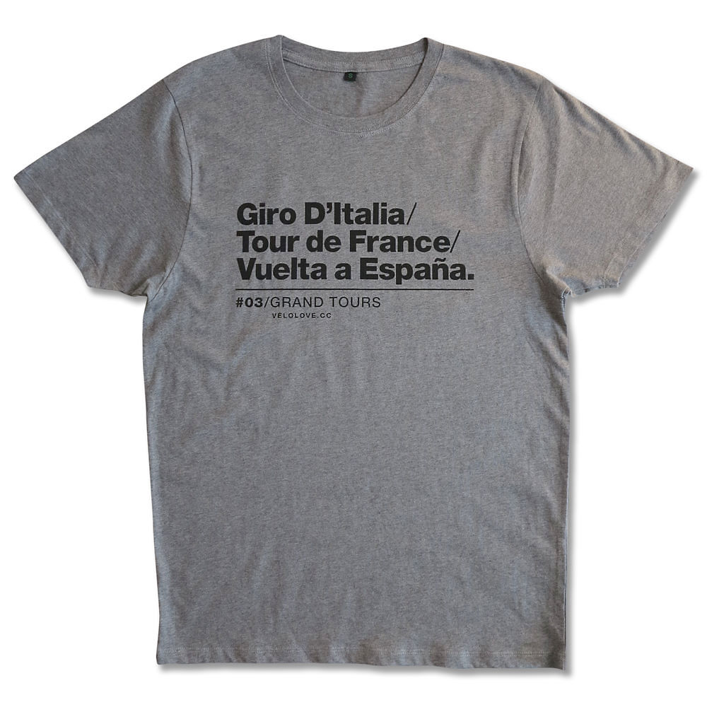 Velolove Grand Tours Organic T-Shirt - Gris - XL