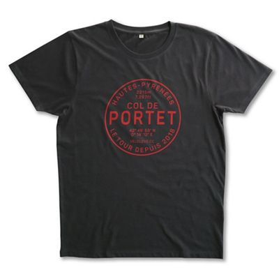 Velolove Col de Portet Organic T-Shirt  - Charcoal/Rouge - XL, Charcoal/Rouge