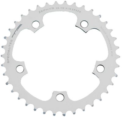 TA 110 PCD Zephyr Middle Road Chainring - Argent - 5-Bolt, Argent