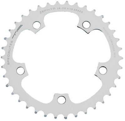 Ta 110 Pcd Zephyr Middle Road Chainring Silver 5 Bolt Silver