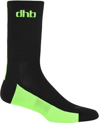 Chaussettes dhb Aeron Thermalite - Noir/Fluro Green - M/L