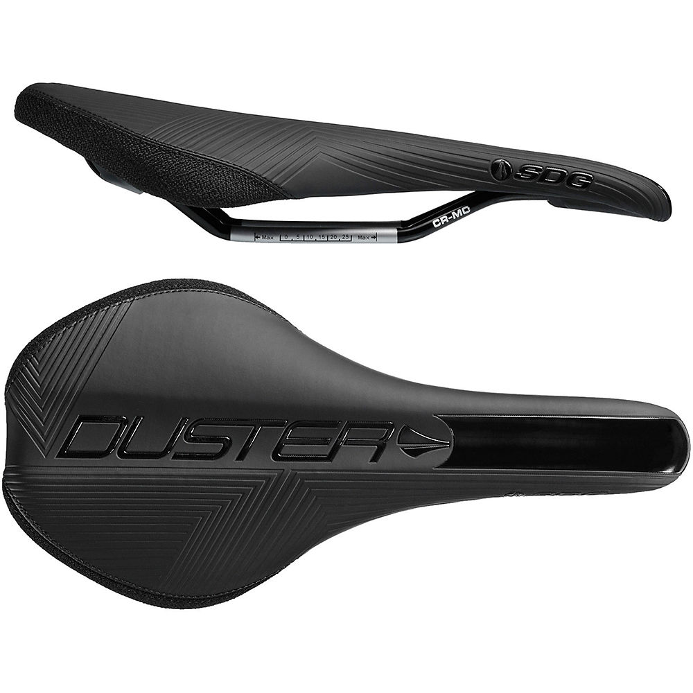 SDG Duster Mtn P Cro-Mo Rail MTB Saddle - Black-Red - 140mm Wide, Black-Red