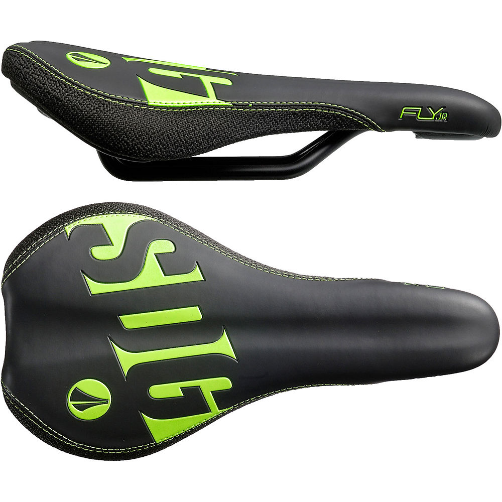 SDG Fly Junior Steel Rail Saddle - Noir - Vert - 235mm Long x 122mm Wide, Noir - Vert