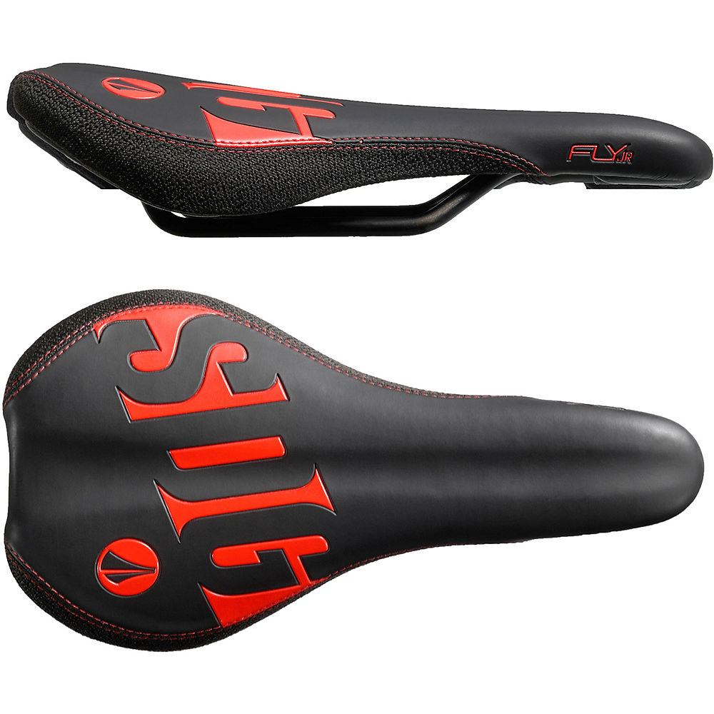 SDG Fly Junior Steel Rail Saddle - Noir - Rouge - 235mm Long x 122mm Wide, Noir - Rouge