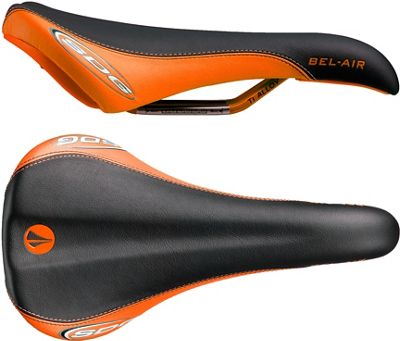 SDG Bel Air Ti-Alloy Rail Saddle - Black - Orange - 140mm Wide, Black - Orange