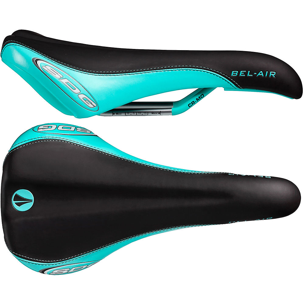 Selle SDG Bel Air (rails Cro-Mo) - Noir - bleu sarcelle - 140mm Wide, Noir - bleu sarcelle
