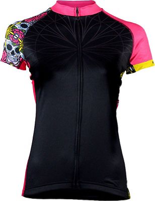 Primal Women's Sugar Skull Evo Jersey - BLACK-PINK - L}, BLACK-PINK