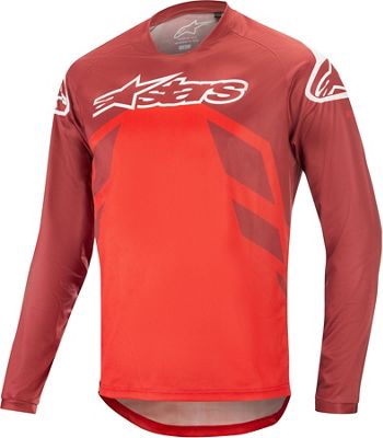 Alpinestars Racer V2 Long Sleeve Jersey - BURGUNDY BRIGHT RED WHITE, BURGUNDY BRIGHT RED WHITE