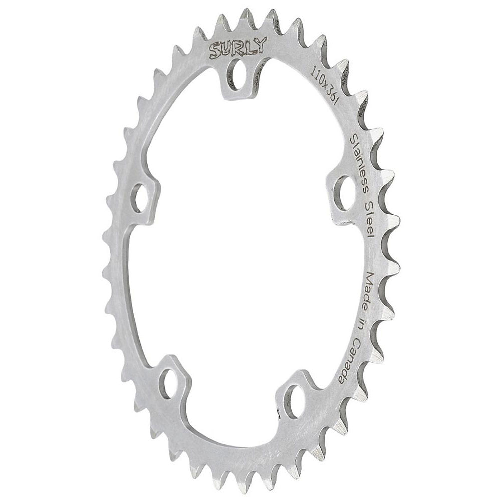 Surly Stainless Steel 38T to 44T Chainring - Argent - 5-Bolt, Argent