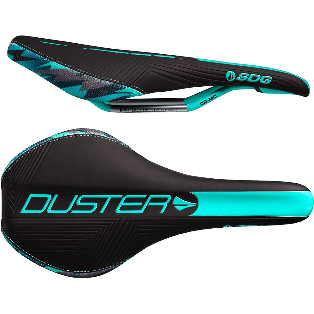 SDG Duster P Mtn Cro-Mo Saddle - Noir/Teal - 140mm Wide, Noir/Teal