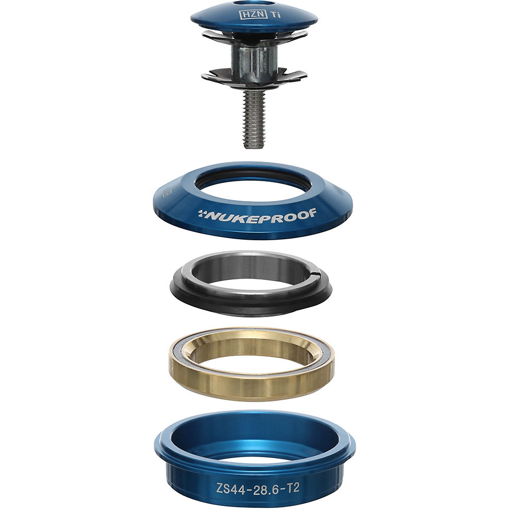 Cuvette de jeu de direction Nukeproof (supérieure, acier inoxydable, recouverte de titane) - Bleu - ZS44-28.6 - T2, Bleu