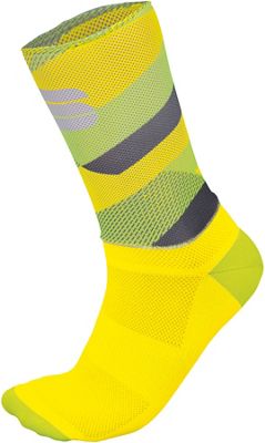 Sportful Bodyfit Team 15 Socks  - YELLOW FLUO-TWEETY YELLOW-DARK GREY, YELLOW FLUO-TWEETY YELLOW-DARK GREY