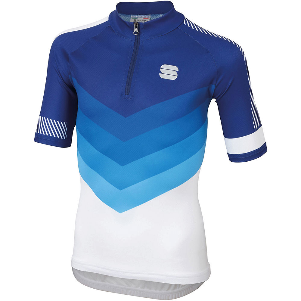 Sportful Kid's Chevron Short Sleeve Jersey - Blue Cosmic -White - 8-9 Years