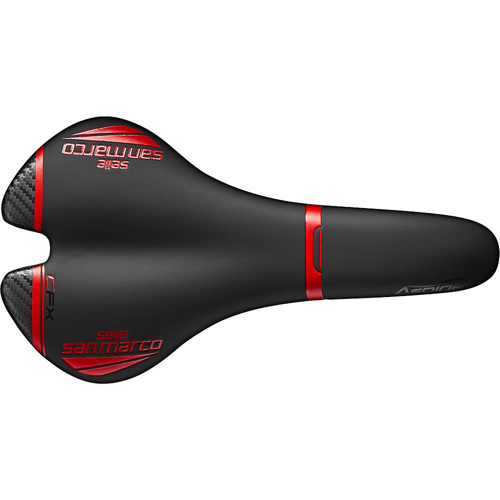 Selle San Marco Aspide Full-Fit Carbon FX Saddle - Noir/Rouge - Narrow - 132mm Wide, Noir/Rouge