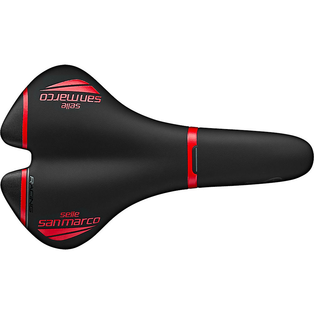 Selle San Marco Aspide Full-Fit Racing Saddle - Noir/Rouge - Narrow - 132mm Wide, Noir/Rouge