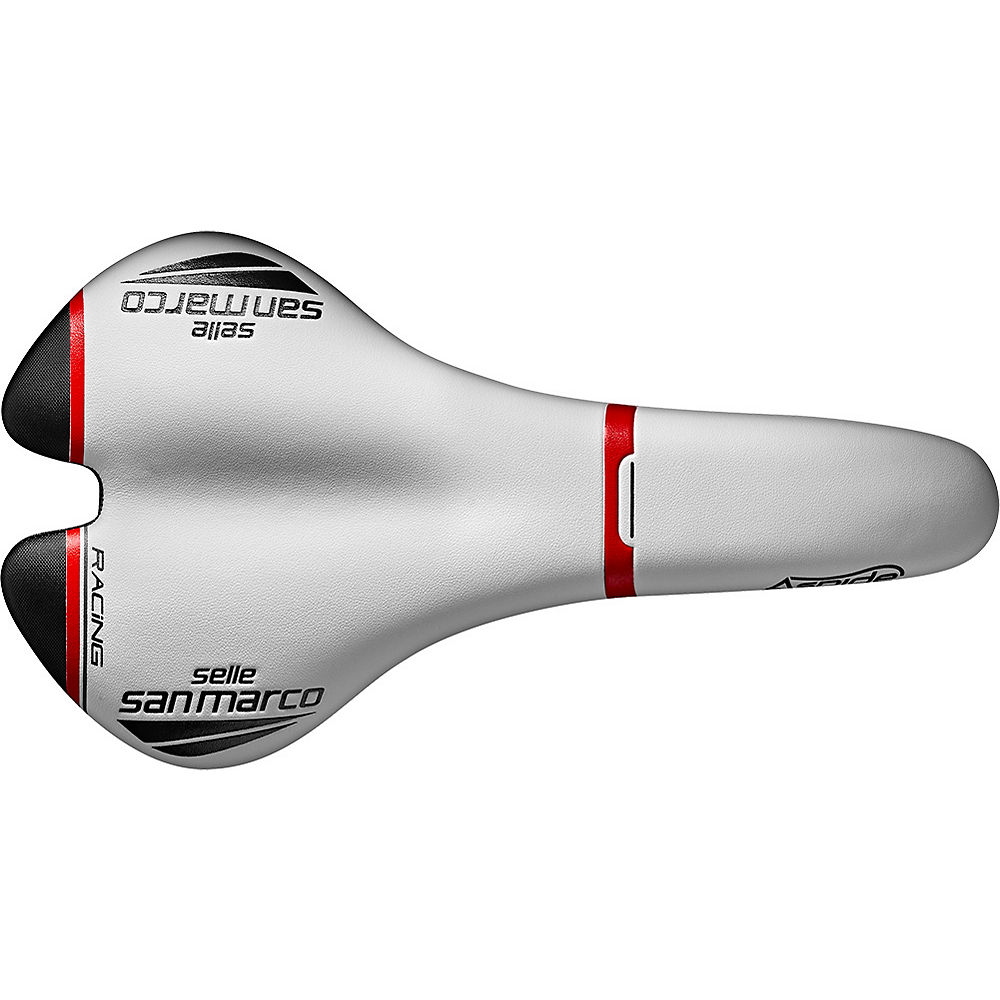 Selle San Marco Aspide Full-Fit Racing Saddle - Blanc/Noir/Rouge - Narrow - 132mm Wide, Blanc/Noir/Rouge