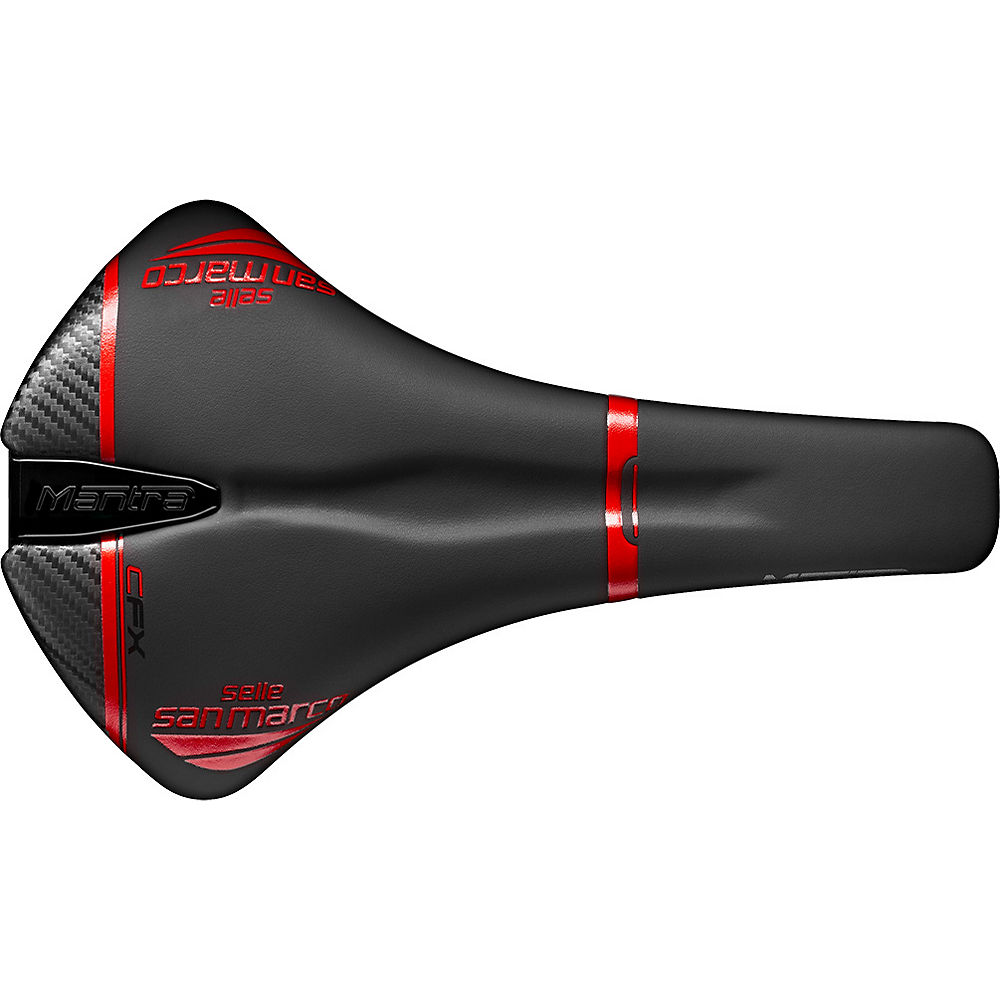 Selle San Marco Mantra Full-Fit Carbon FX Saddle - Noir/Rouge - Narrow - 136mm Wide, Noir/Rouge