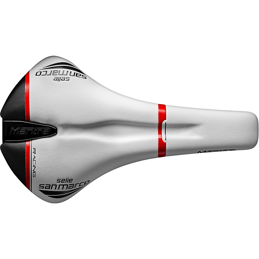 Selle San Marco Mantra Full-Fit Racing Saddle - Blanc/Noir/Rouge - Narrow - 136mm Wide, Blanc/Noir/Rouge