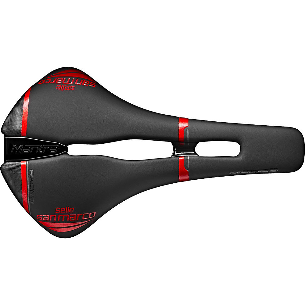 Selle San Marco Mantra Open-Fit Racing Saddle - Noir/Rouge - Narrow - 136mm Wide, Noir/Rouge