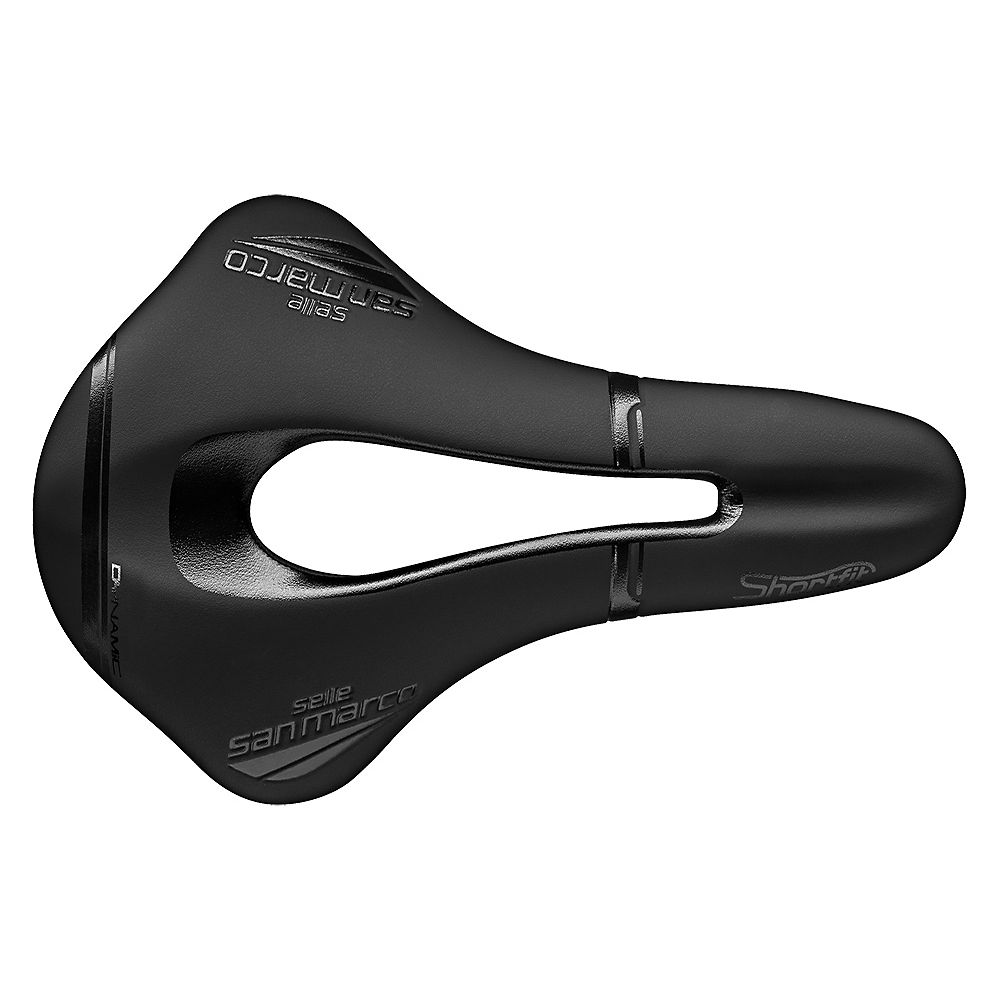 Selle San Marco Shortfit Dynamic Saddle - Noir/Noir - Wide - 144mm Wide, Noir/Noir