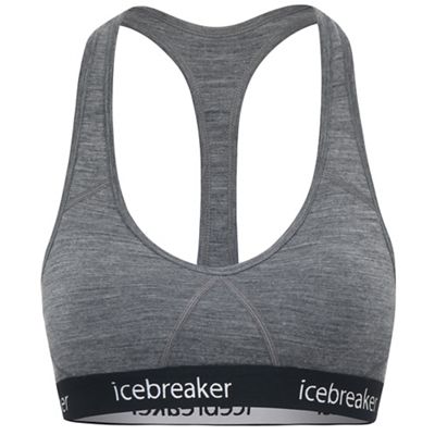 Icebreaker Women's Sprite Merino Racerback Bra SS18 - Gritstone Heather-Black - L}, Gritstone Heather-Black