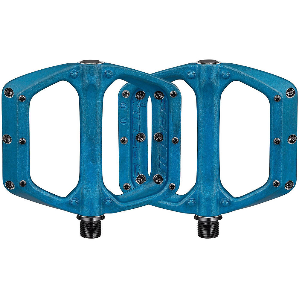 Spank SPOON DC Flat Mountain Bike Pedals - Blue, Blue