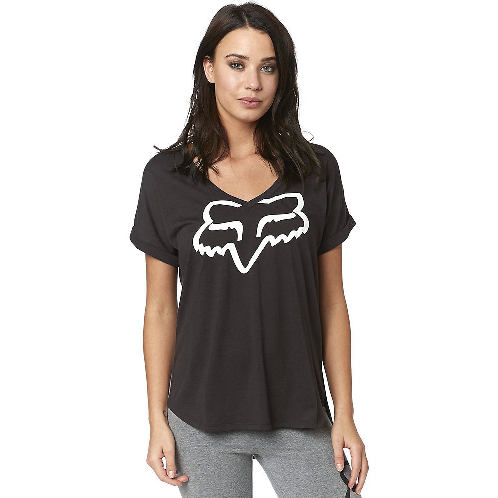 Fox Racing Women's Responded V-Neck Roll Sleeve - Vintage Noir