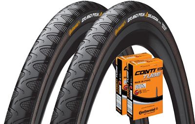 Pneu Continental Grand Prix 4 Season (25 c, avec 2 chambres à air) - Noir - 700c