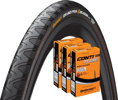 Pneu Continental Grand Prix 4 Season (25 c, avec 3 chambres à air) - Noir - 700c