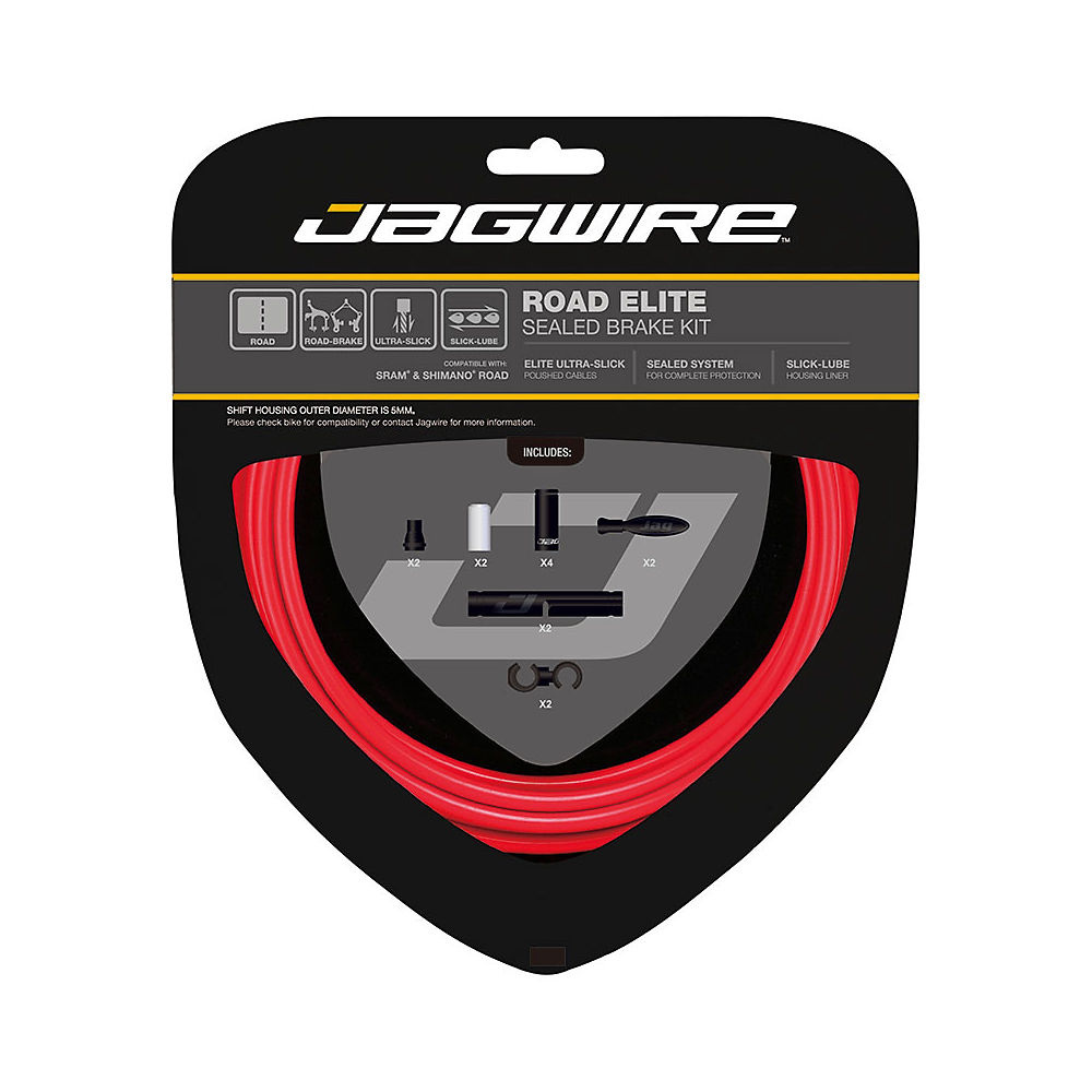 Jagwire Road Elite Sealed Brake Cable Kit - Red, Red