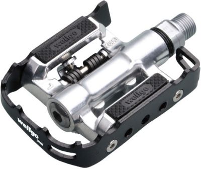 Wellgo C002 Flat and SPD Commuter Pedals - Black-Silver, Black-Silver