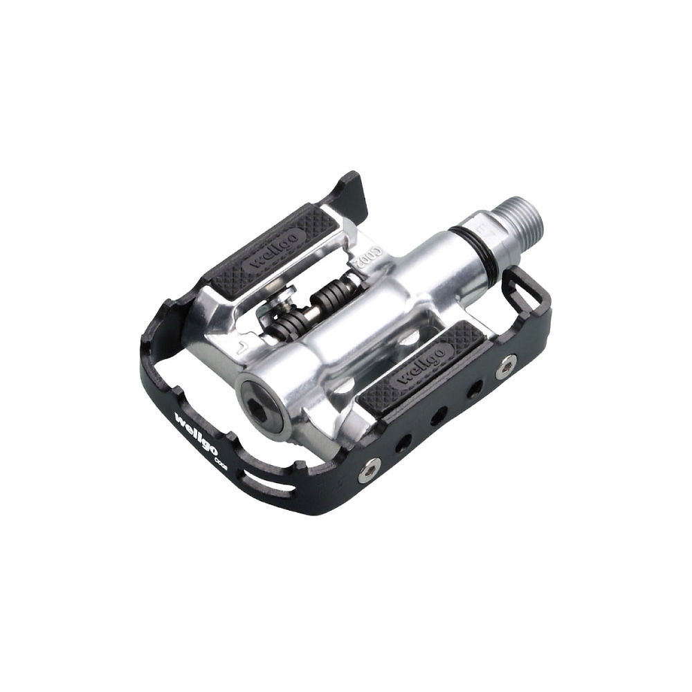 Image of Wellgo C002 Flat and SPD Commuter Pedals - Black-Silver, Black-Silver